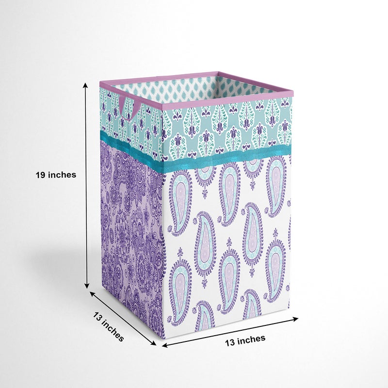 Bacati - Paisley Kids Storage (Collapsible Hamper 14 x 14 x 19 inches, Lilac/Purple/Aqua) - Image 5